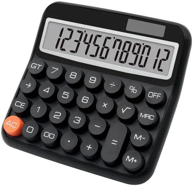 Main image of Black Calculator, Big Button Calculator with Large LCD Display, Black Office Desk Accessory for Offices, Schools, Homes and Businesses