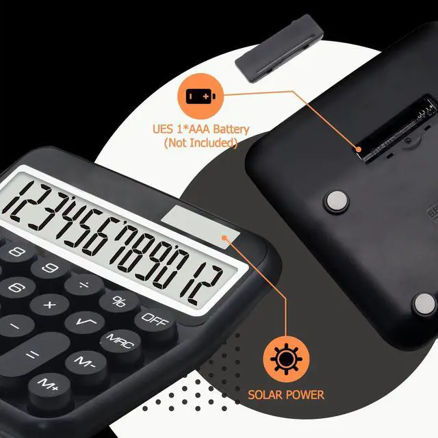 Alt view image 3 of 7 - Black Calculator, Big Button Calculator with Large LCD Display, Black Office Desk Accessory for Offices, Schools, Homes and Businesses