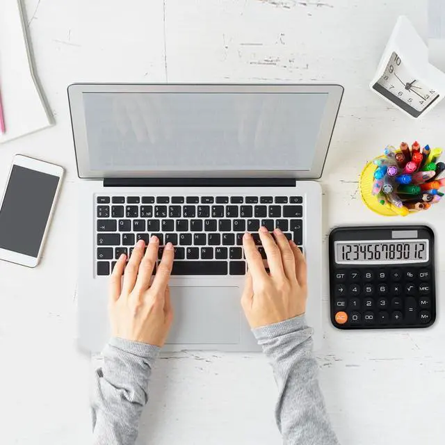 Alt view image 5 of 7 - Black Calculator, Big Button Calculator with Large LCD Display, Black Office Desk Accessory for Offices, Schools, Homes and Businesses