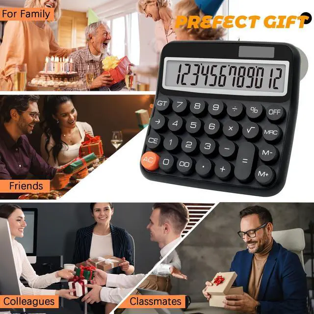 Alt view image 7 of 7 - Black Calculator, Big Button Calculator with Large LCD Display, Black Office Desk Accessory for Offices, Schools, Homes and Businesses
