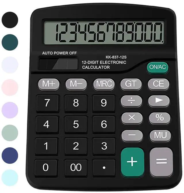 Main image of Office Desk Calculator - Dual Power Simple Financial Calculator with Big Button Large Display for Office, Home & School (Black)