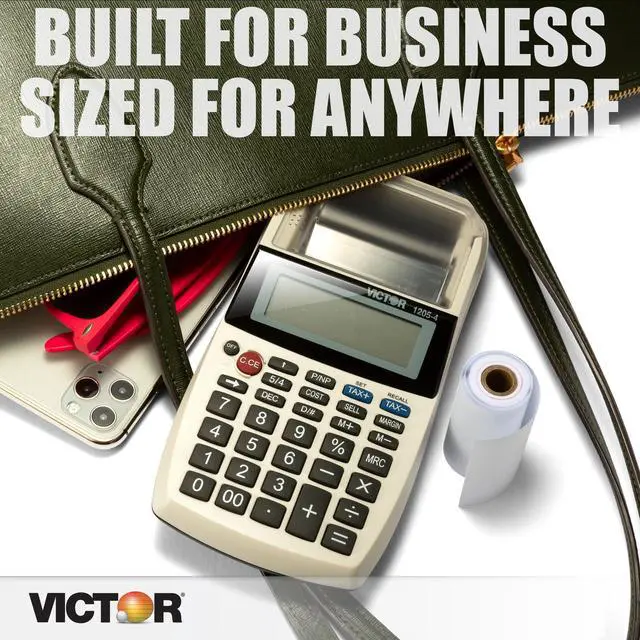 Alt view image 2 of 7 - 1205-4 12 Digit Portable Palm/Desktop Commercial Printing Calculator, 1.8" x 4" x 8"