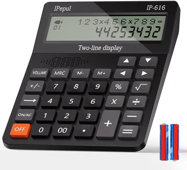 Main image of Calculators Desktop, Desk Calculator with Large 2 Line Display, Talking Basic Calculator with Big Button & Adjustable Volume, 4 Function Calculators for Business, Students, Office Supplies(Black)