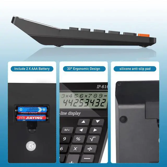 Alt view image 3 of 6 - Calculators Desktop, Desk Calculator with Large 2 Line Display, Talking Basic Calculator with Big Button & Adjustable Volume, 4 Function Calculators for Business, Students, Office Supplies(Black)