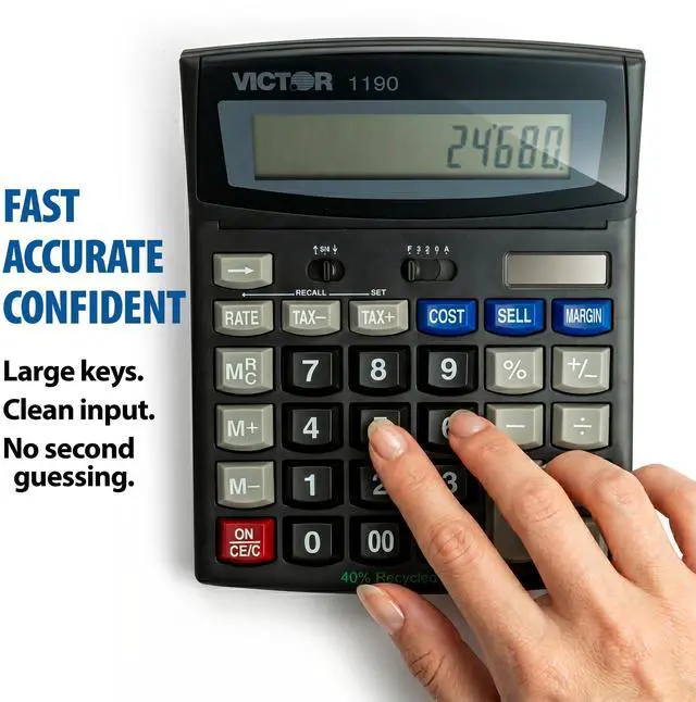 Alt view image 4 of 6 - 1190 Executive Desktop Calculator, 12-Digit LCD