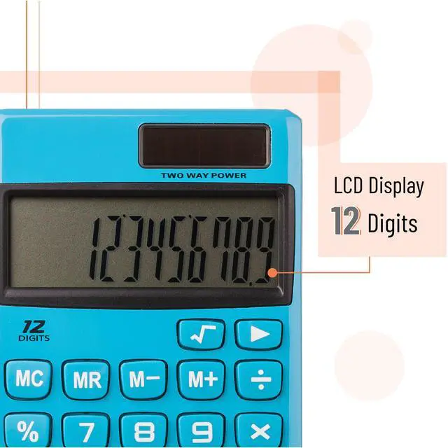 Alt view image 3 of 7 - Standard Function Calculator, 12 Digits, Solar Calculator, Basic Office Calculators
