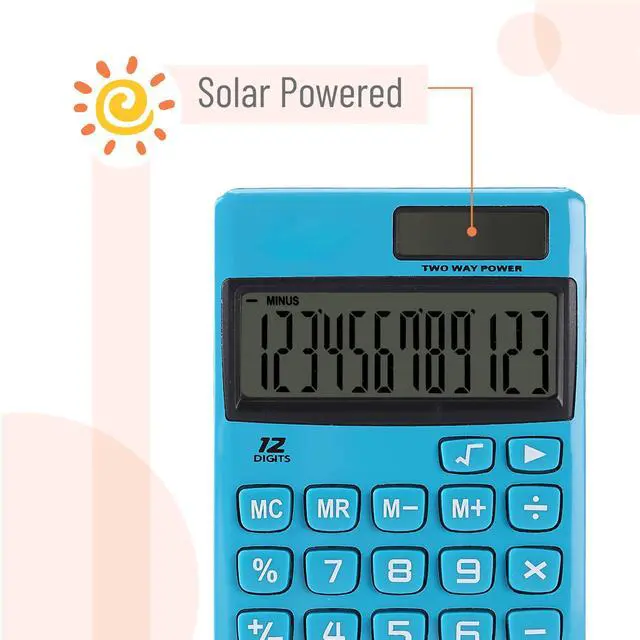 Alt view image 4 of 7 - Standard Function Calculator, 12 Digits, Solar Calculator, Basic Office Calculators