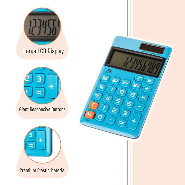 Alt view image 5 of 7 - Standard Function Calculator, 12 Digits, Solar Calculator, Basic Office Calculators