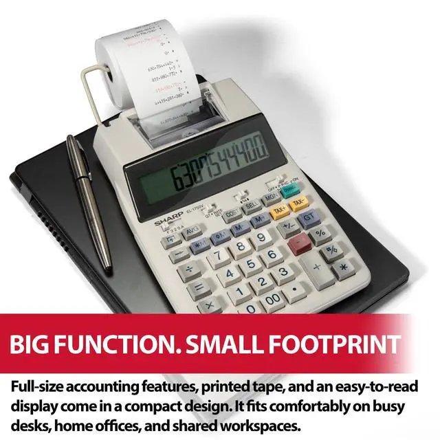 Alt view image 4 of 6 - EL-1750V Two-Color Printing Calculator 2 Lines/Sec 3" Black/Red