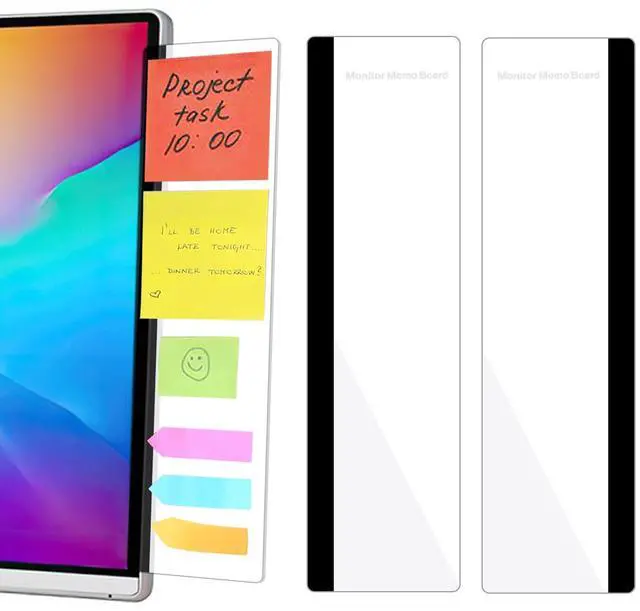 Main image of 2 Pack Computer Monitor Memo Board, Acrylic Computer Monitor Sticky Note Holder, Transparent Side Panel Office Desk Organizer,Home Office Desk Accessories, Office Supplies for Women Men Computer