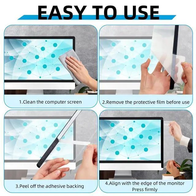 Alt view image 3 of 7 - 2 Pack Computer Monitor Memo Board, Acrylic Computer Monitor Sticky Note Holder, Transparent Side Panel Office Desk Organizer,Home Office Desk Accessories, Office Supplies for Women Men Computer