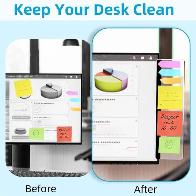 Alt view image 6 of 7 - 2 Pack Computer Monitor Memo Board, Acrylic Computer Monitor Sticky Note Holder, Transparent Side Panel Office Desk Organizer,Home Office Desk Accessories, Office Supplies for Women Men Computer