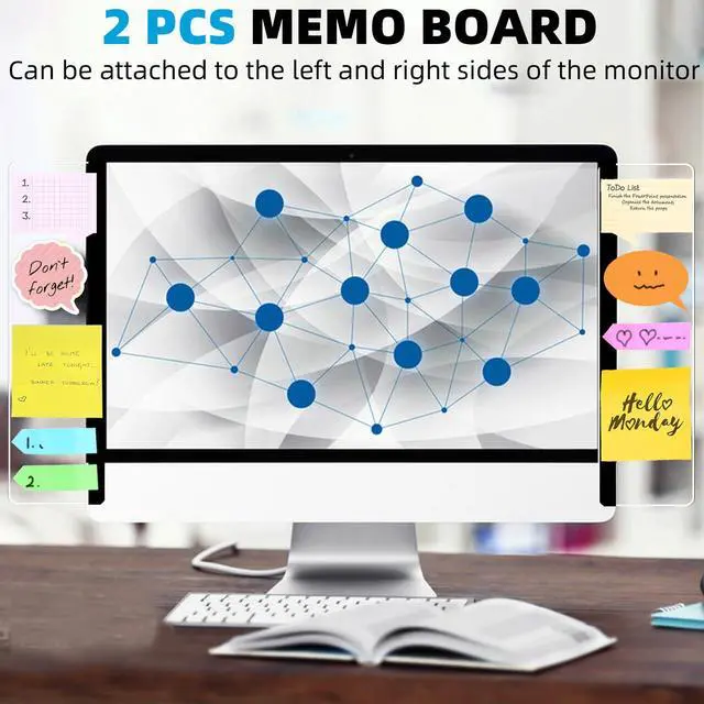 Alt view image 5 of 7 - 2 Pack Computer Monitor Memo Board, Acrylic Computer Monitor Sticky Note Holder, Transparent Side Panel Office Desk Organizer,Home Office Desk Accessories, Office Supplies for Women Men Computer