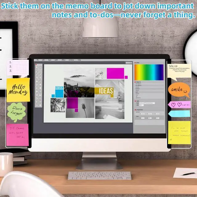 Alt view image 7 of 7 - 2 Pack Computer Monitor Memo Board, Acrylic Computer Monitor Sticky Note Holder, Transparent Side Panel Office Desk Organizer,Home Office Desk Accessories, Office Supplies for Women Men Computer