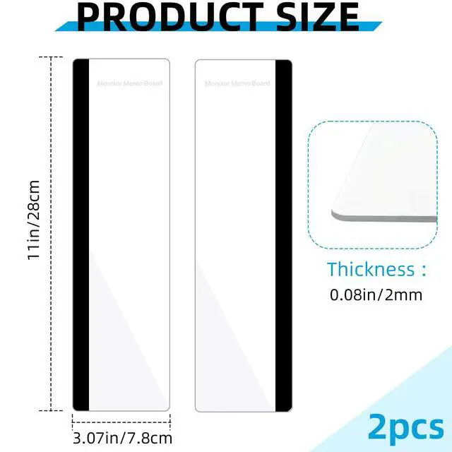 Alt view image 2 of 7 - 2 Pack Computer Monitor Memo Board, Acrylic Computer Monitor Sticky Note Holder, Transparent Side Panel Office Desk Organizer,Home Office Desk Accessories, Office Supplies for Women Men Computer