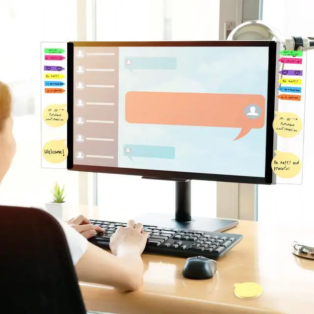 Alt view image 3 of 3 - Monitor Memo Board, 4PCS Transparent Computer Monitor Side Panel Creative Desktop Memo Board, Acrylic Desktop Computer Sticky Note Holder for Home Office