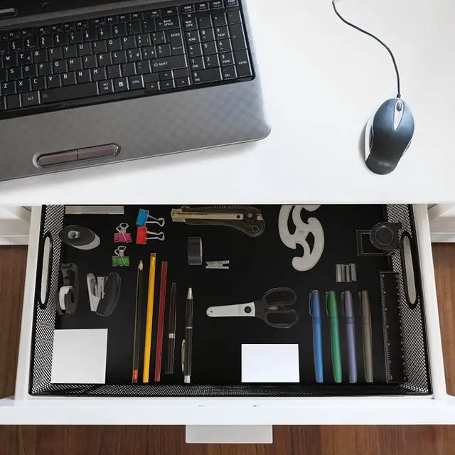 Alt view image 3 of 7 - 2Pcs Desk Drawer Organizer, Stable Metal Mesh Desk Storage Tray, Versatile Storage Box Set for Office Home Supplies,13 x 9 inches