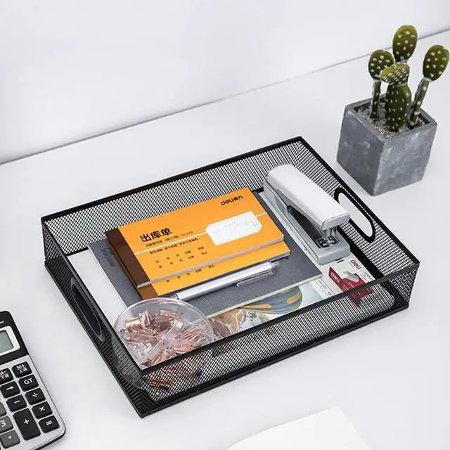 Alt view image 5 of 7 - 2Pcs Desk Drawer Organizer, Stable Metal Mesh Desk Storage Tray, Versatile Storage Box Set for Office Home Supplies,13 x 9 inches