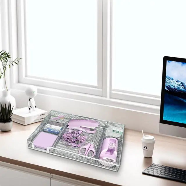 Alt view image 6 of 6 - Purple Office Desk Accessories,Purple Office Supplies Set,Stapler and Tape Dispenser Set,Tape,Staple Remover, Staples,Paper Clips,Scissor,Sticky Note and Desk Drawer Organizer