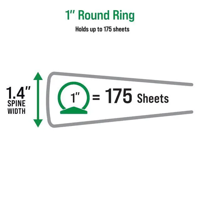 Alt view image 3 of 7 - Economy View 3 Ring Binders, 1" Round Rings, 1.4" Spine, 175-Sheet Capacity, White Binders (4-Pack of 03126)