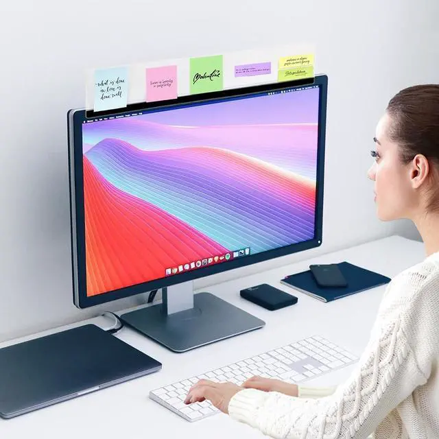 Main image of Monitor Memo Board Top Mount,18" Monitor Sticky Note Holder,Sticky Boards,Message Board for Computer Monitors