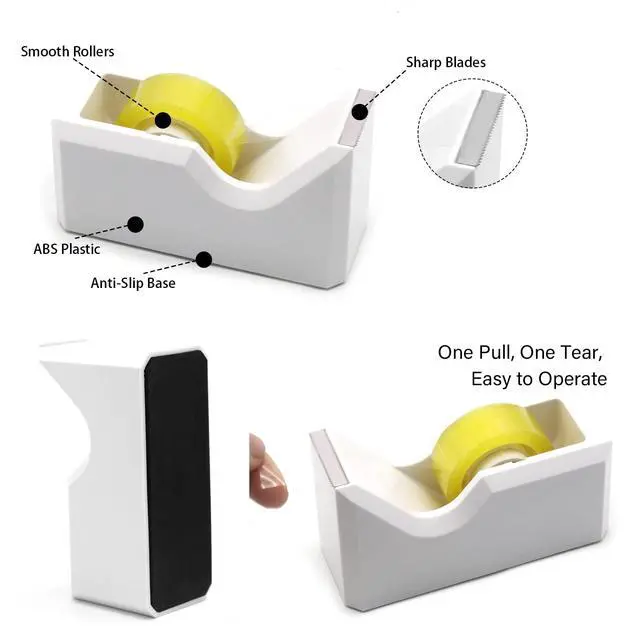 Alt view image 5 of 7 - White Office Supplies, Shellvcase White Desk Accessories, Stapler and Tape Dispenser Set for Women with Stapler, Tape Dispenser, Staple Remover, Staples, Clips, Scissor and Pens for Students