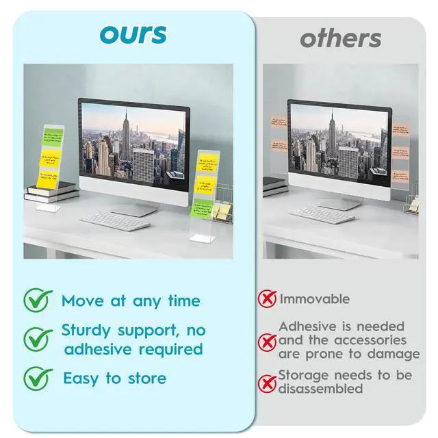 Alt view image 2 of 7 - 4 Pcs Multifunction Computer Monitor Memo Board, Clear Acrylic Monitor Sticky Note Holder for Office Home Desktop,Office Desk Accessories