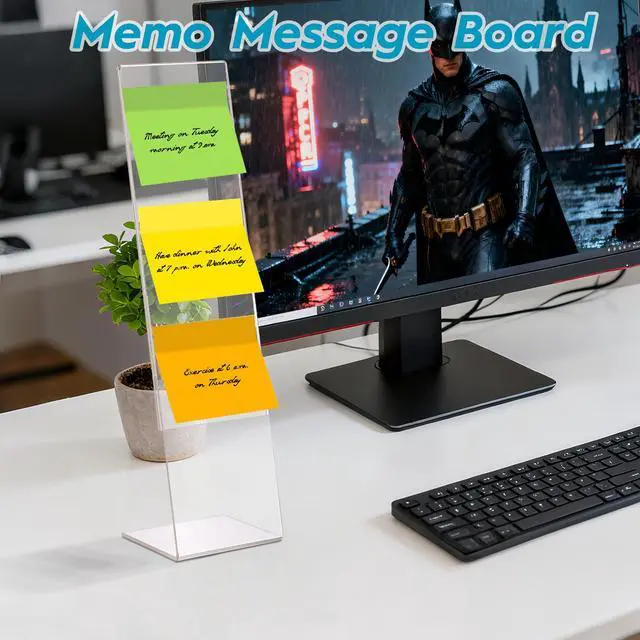 Alt view image 3 of 7 - 4 Pcs Multifunction Computer Monitor Memo Board, Clear Acrylic Monitor Sticky Note Holder for Office Home Desktop,Office Desk Accessories