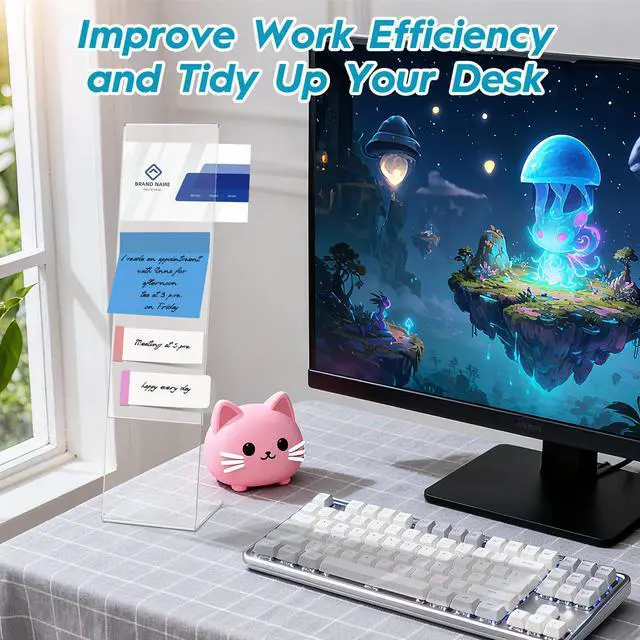 Alt view image 6 of 7 - 4 Pcs Multifunction Computer Monitor Memo Board, Clear Acrylic Monitor Sticky Note Holder for Office Home Desktop,Office Desk Accessories