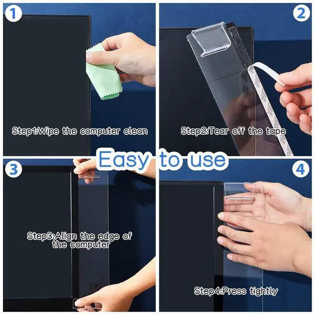 Alt view image 4 of 6 - 2 Pcs Monitor Memo Board with Phone Holder, Clear Acrylic Computer Message Side Panel, Multifunctional Desktop Sticky Note Holder for Office Home, Left & Right