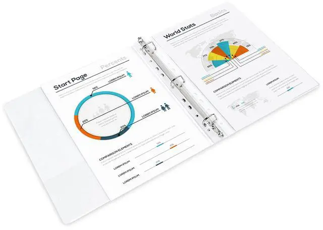 Alt view image 3 of 6 - 3 Ring Binder, 1 Inch D-Ring, Clear Overlay, Pockets for Storage and Organization, White, 4 Pack