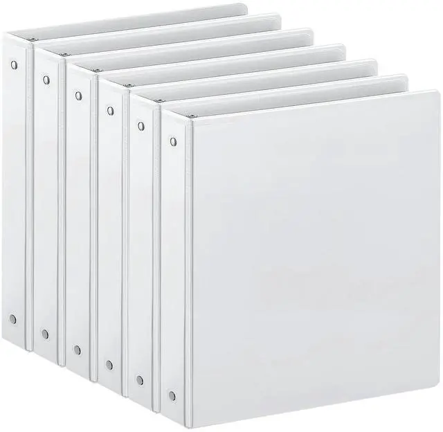 Main image of 1-inch 3 Ring Binder with 2 Pockets, Clear Customizable View Binders for US Letter Size 8.5'' x 11'', PVC Free, 1'' Binder for Office, Home, and School, White, 6 Pack