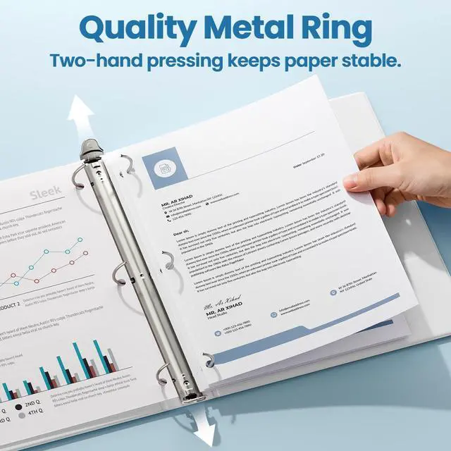 Alt view image 2 of 7 - 1 Inch Binders 3 Ring 10 Pack Bulk, PVC-Free Clear View 1" Binders (Fits 8.5x11 Inches) for School, Office & Home Use, White