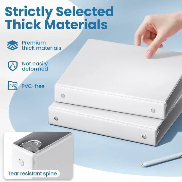 Alt view image 4 of 7 - 1 Inch Binders 3 Ring 10 Pack Bulk, PVC-Free Clear View 1" Binders (Fits 8.5x11 Inches) for School, Office & Home Use, White