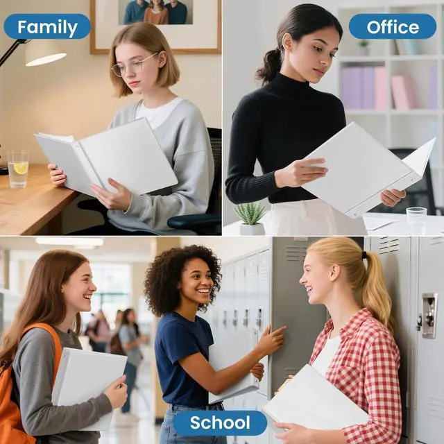 Alt view image 6 of 7 - 1 Inch Binders 3 Ring 10 Pack Bulk, PVC-Free Clear View 1" Binders (Fits 8.5x11 Inches) for School, Office & Home Use, White