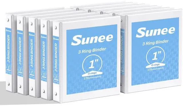 Main image of 1 Inch Binders 3 Ring 10 Pack Bulk, PVC-Free Clear View 1" Binders (Fits 8.5x11 Inches) for School, Office & Home Use, White