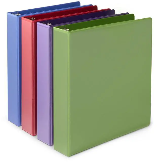 Main image of 3 Ring 1.5 inch Binders with Round Metal Rings, Holds 275 Sheets, Assorted Colors, 4-Pack