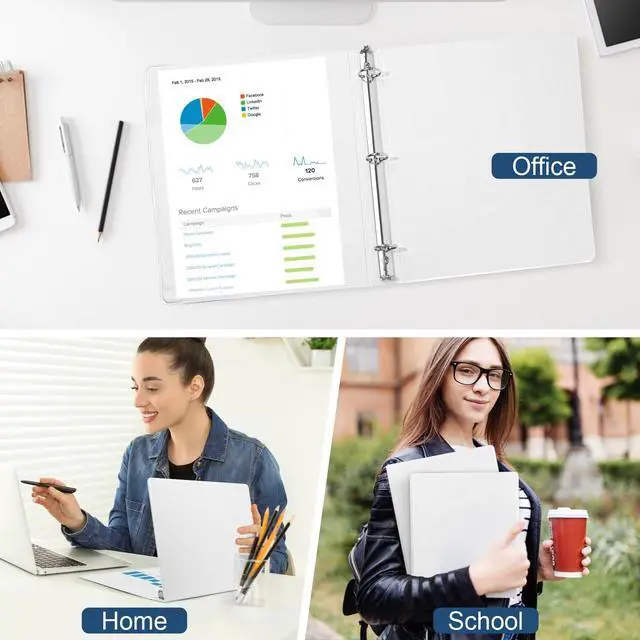 Alt view image 6 of 7 - 1-Inch 3-Ring-Binder with Pockets - Bundle 12 Packs, 1'' Round Binders Holds 200 Sheets US Letter Size 8.5'' x 11'' - White Binders for Home, Office, and Back to School (1'' - 12 Packs)
