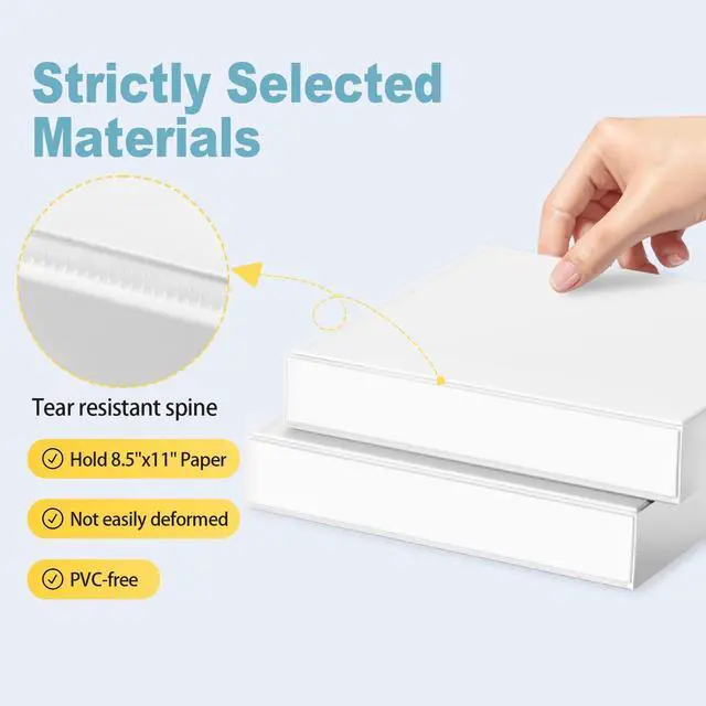 Alt view image 4 of 7 - 3 Ring Binders 1 Inch Economy 4 Packs White, 1" Three Ring (Fits 175 Sheets of 8.5x11 Paper) Clear View PVC-Free & Non-Stick for School or Office Supplies