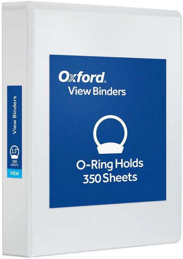 Main image of Ring Binders, 1.5" Round Ring Binders, View Binder, Covers on 3 Sides, XtraLife Hinge, Non-Stick, PVC-Free, White, 350 Sheet Capacity (1002547)