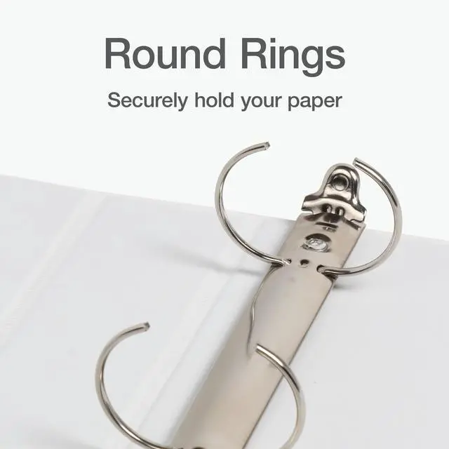 Alt view image 4 of 7 - Ring Binders, 1.5" Round Ring Binders, View Binder, Covers on 3 Sides, XtraLife Hinge, Non-Stick, PVC-Free, White, 350 Sheet Capacity (1002547)
