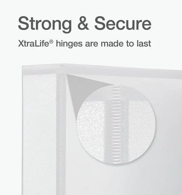Alt view image 5 of 7 - Ring Binders, 1.5" Round Ring Binders, View Binder, Covers on 3 Sides, XtraLife Hinge, Non-Stick, PVC-Free, White, 350 Sheet Capacity (1002547)