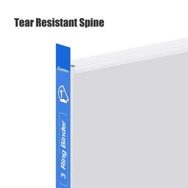 Alt view image 3 of 5 - Heavy Duty Slant-D Ring View Binder, 1 inch 3 Ring Binders, Hold 225 Sheets of 8.5" x 11" Paper, 8 Pack (White)