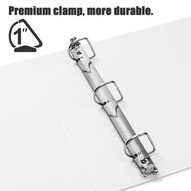 Alt view image 5 of 5 - Heavy Duty Slant-D Ring View Binder, 1 inch 3 Ring Binders, Hold 225 Sheets of 8.5" x 11" Paper, 8 Pack (White)