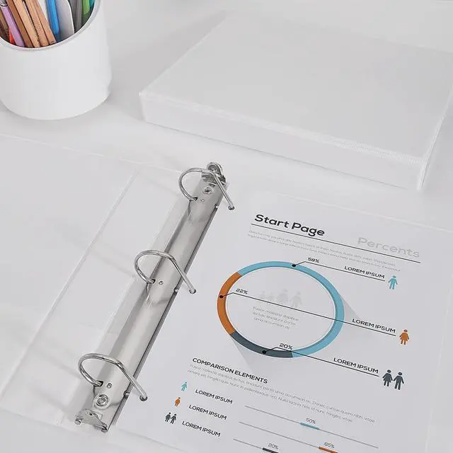Alt view image 7 of 7 - Sturdy 3-Ring-Binder 1-inch D Ring Binders, 2.4mm-Thick, Hold 225 Sheets of 8.5" x 11" Paper, 8 Pack (White)