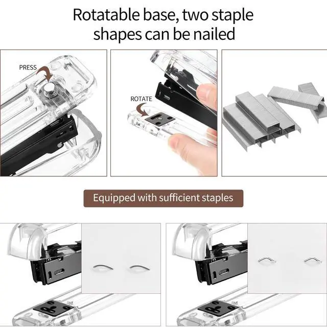 Alt view image 2 of 5 - Office Supplies Set Desk Accessory Kit, Acrylic Stapler Set Staple Remover, Tape Dispenser, Binder Clips, Paper Clips, Ballpoint Pen and Scissor with 1000 Pieces 26/6 Staples (Black)