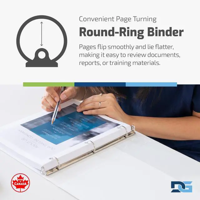 Alt view image 5 of 6 - Easyview Premium 3-Ring Binders with Clear-View Covers and Round Rings, Binders for School or Office, 1 Inch, Pack of 6, White