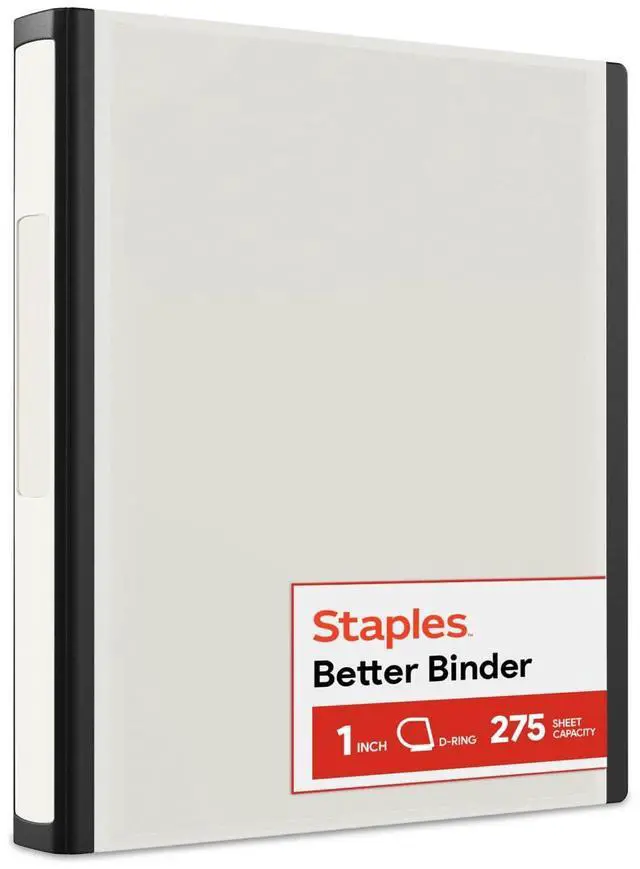 Main image of Heavy-Duty 1-Inch D-Ring Binder, White Large View 3-Ring Binder, Holds Up to 275 Sheets for School & Office