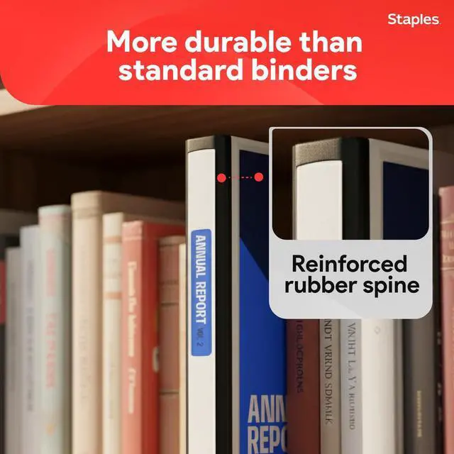 Alt view image 4 of 6 - Heavy-Duty 1-Inch D-Ring Binder, White Large View 3-Ring Binder, Holds Up to 275 Sheets for School & Office