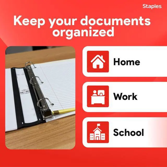 Alt view image 6 of 6 - Heavy-Duty 1-Inch D-Ring Binder, White Large View 3-Ring Binder, Holds Up to 275 Sheets for School & Office